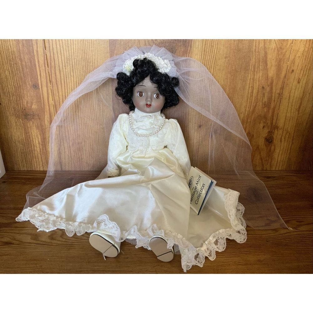 Heritage Mint Ltd Collection African American Porcelain Bride Doll‎